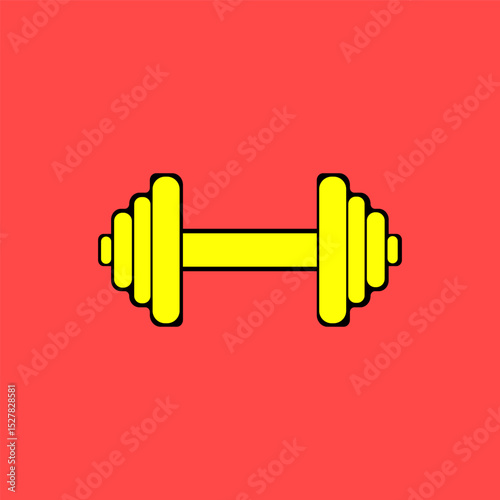 Yellow Dumbbell Illustration Fitness, Strength Training, Workout Icon