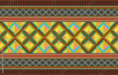 tribal ethnic themes geometric seamless background with a Peruvian american indigenous pattern. Textile print with rich native American tribal themes in an ethnic traditional style. Clothing with Nava