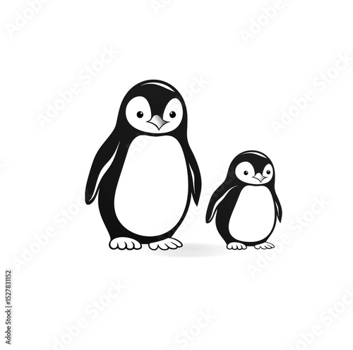 Mother and baby penguin logo