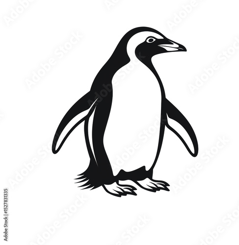 Black penguin drawing on white background