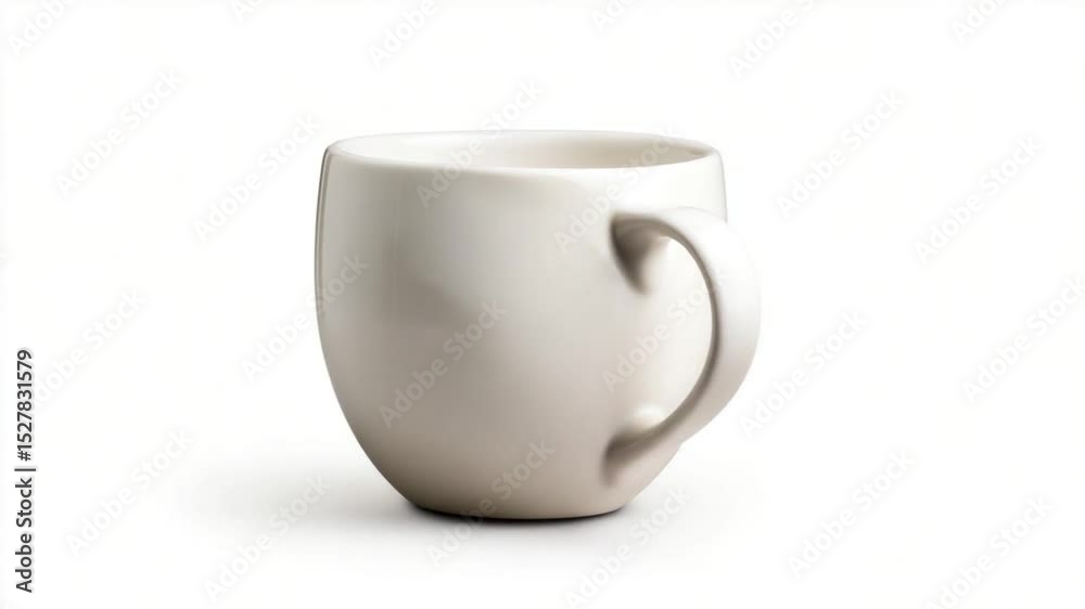 White ceramic coffee mug on a plain background, emphasizing simplicity and elegance