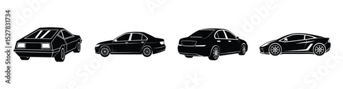 Two-seater sports car silhouette vector on white background