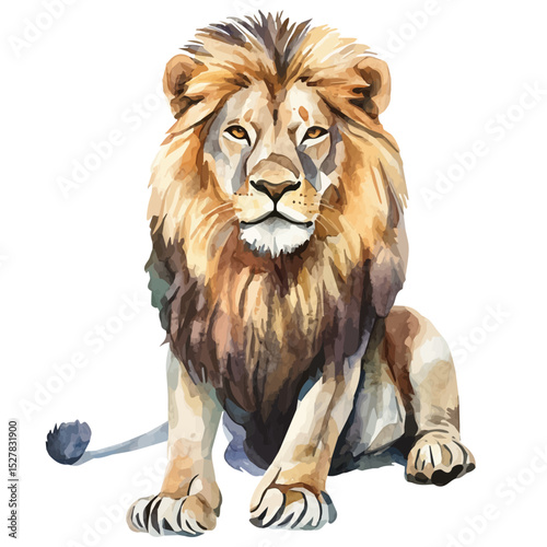 watercolor vector of Lion, high quality, isolated on a white background.