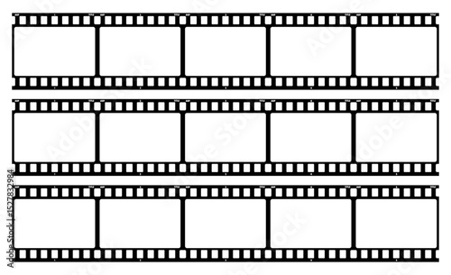 Film strip, long grunge filmstrip, old vintage movie reel frames, vector cinema video or photo tape. Grunge long film strip or movie camera negative roll with transparent background