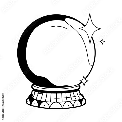 fortune telling magic sphere with sparkles vector illustration