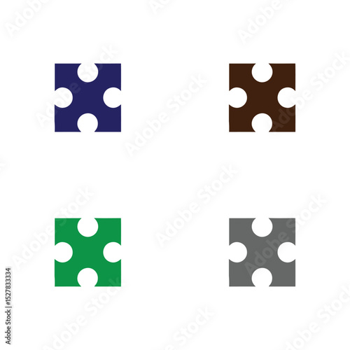 Premium 4 Puzzle Icons Vector Pack – Interlocking Puzzle Piece Logo Designs, Teamwork & Collaboration Symbols, Connection and Problem-Solving Graphics, Creative Brain Teaser Elements for Branding & UI