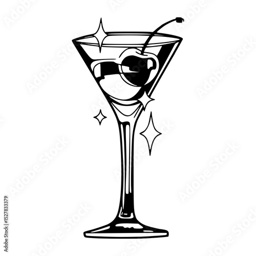 cocktail drink illustration with garnish