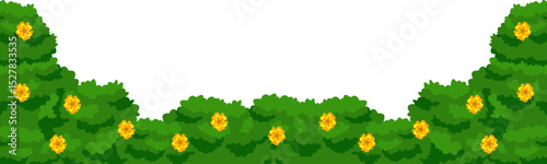Bushes And Flower Corner Border