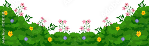Bushes And Flower Corner Border