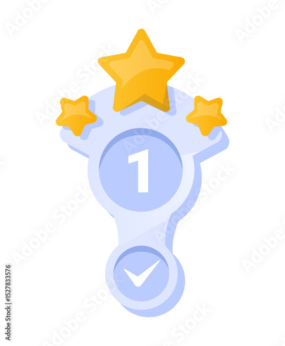 Game UI button. Mobile application or game interface element. Cartoon colorful design. Sticker or label for user interface