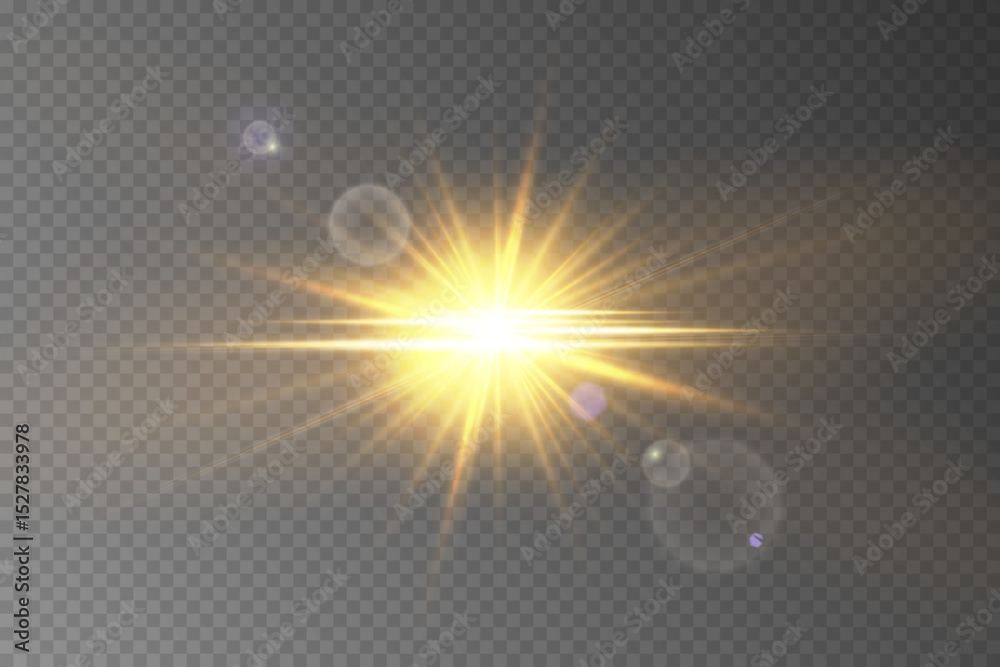 Fototapeta premium Bright transparent lens flare with sunlight effect