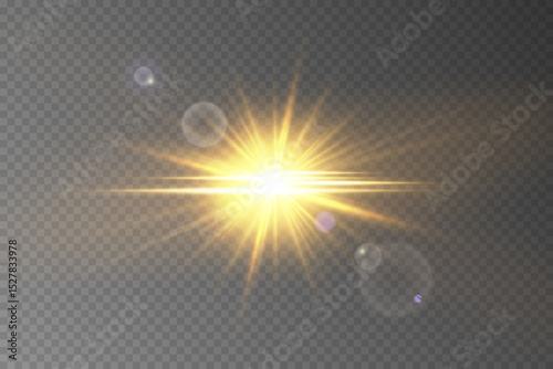 Bright transparent lens flare with sunlight effect