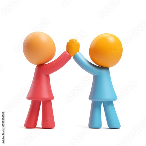 Colorful Figures High-Fiving