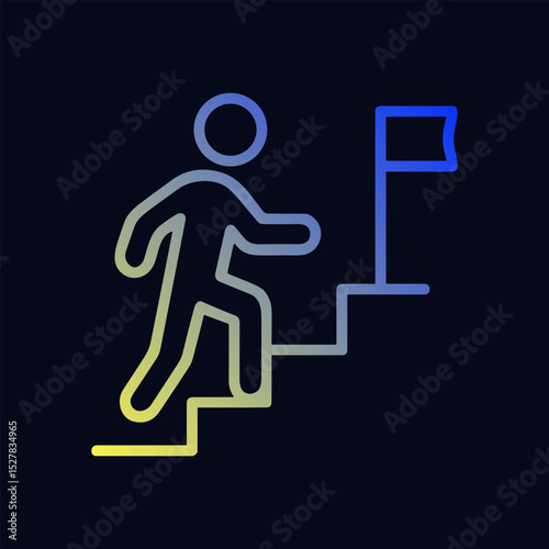 Achieving goals on stairs illustrated. Icon symbol illustration