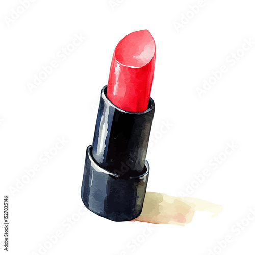 Lipstick, watercolor vector, high quality, isolated on a white background.