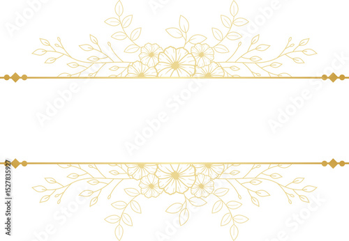 Gold Flower Line Art Frame Border