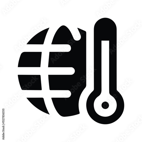 Global Warming Icon. Globe Symbol Illustration With Thermometer Sign. Eps 10.