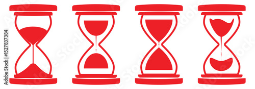 Minimalist hourglass icon symbolizing time management. Hourglass sand clock isolated vector illustration.