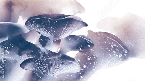 Dreamy watercolor mushrooms bloom in the ethereal light nature s quiet art echoing in each delicate stroke with pastel