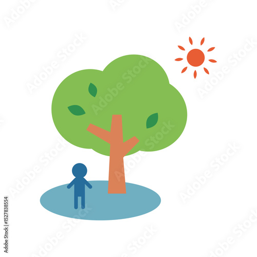 熱中症対策　日陰で休息する　イメージイラスト素材