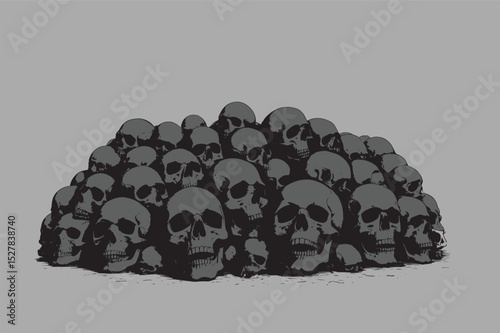 pile of skull illustration vector horror pile of skull