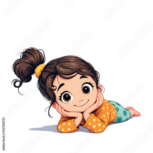 Vsai cute little girl lying on the floor and dreaming