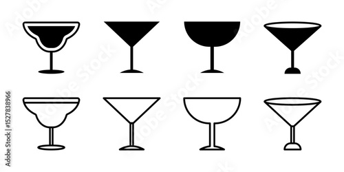 Vector illustration of Drinks icon set isolated on transparent background