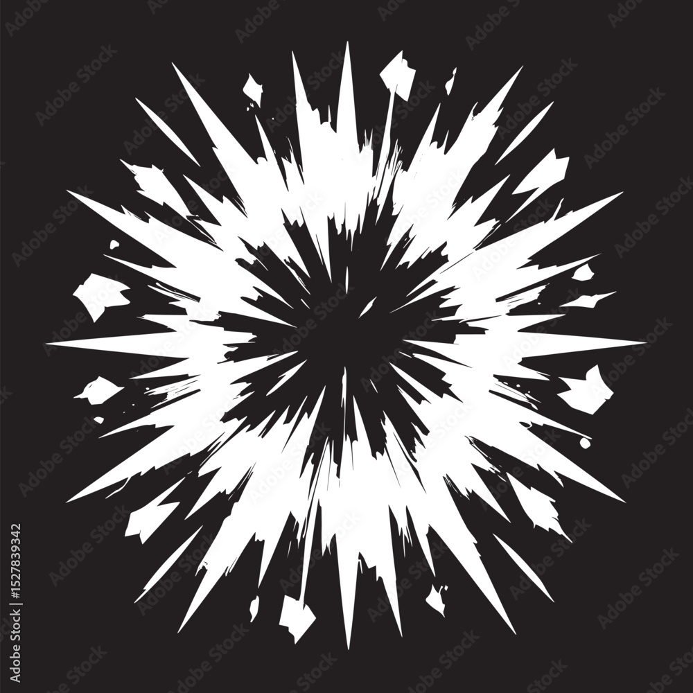 Obraz premium explosion effect silhouette black and white anime effect explosion