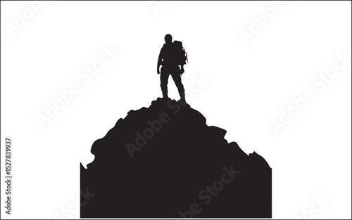 hiking of mountain people silhouette