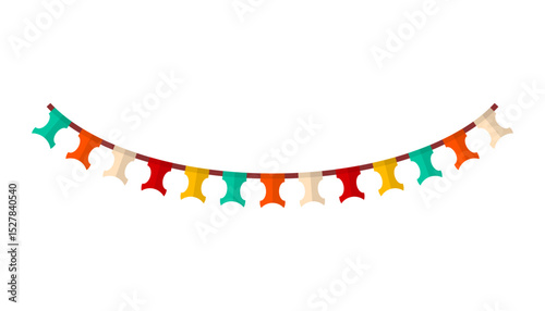 Colorful festive flag garland. Vector pennant isolated on white background. Hanging summer party garland for kids.