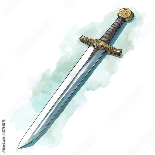 watercolor of Longsword, vector high quality, isolated on a white background.