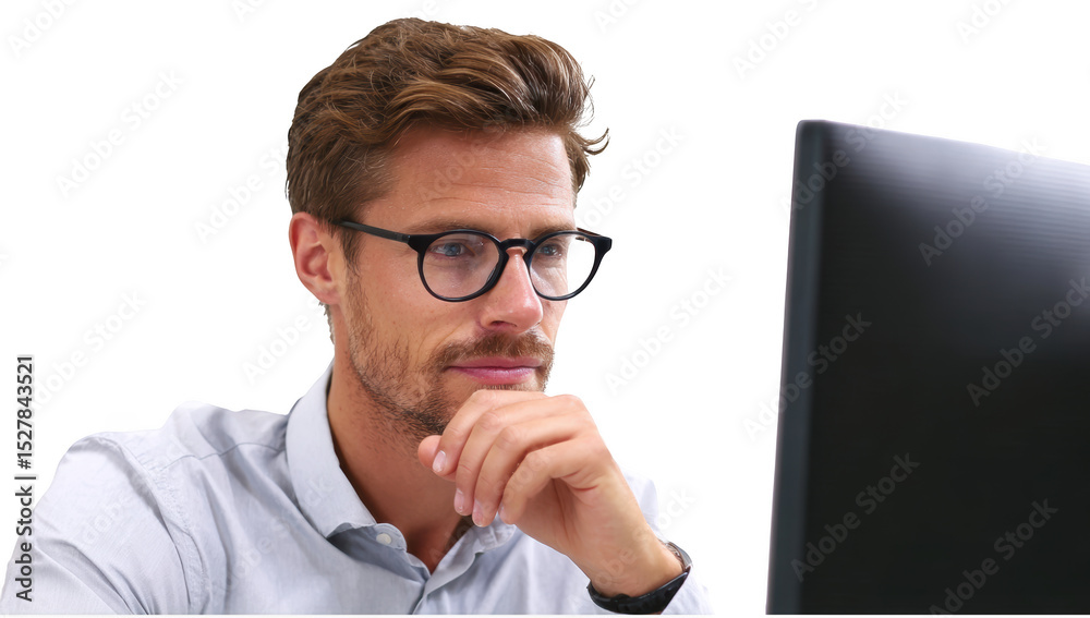 Man in front screen png mockup in 3d without background for decoration. Man in front screen png mockup in 3d without background for decoration.