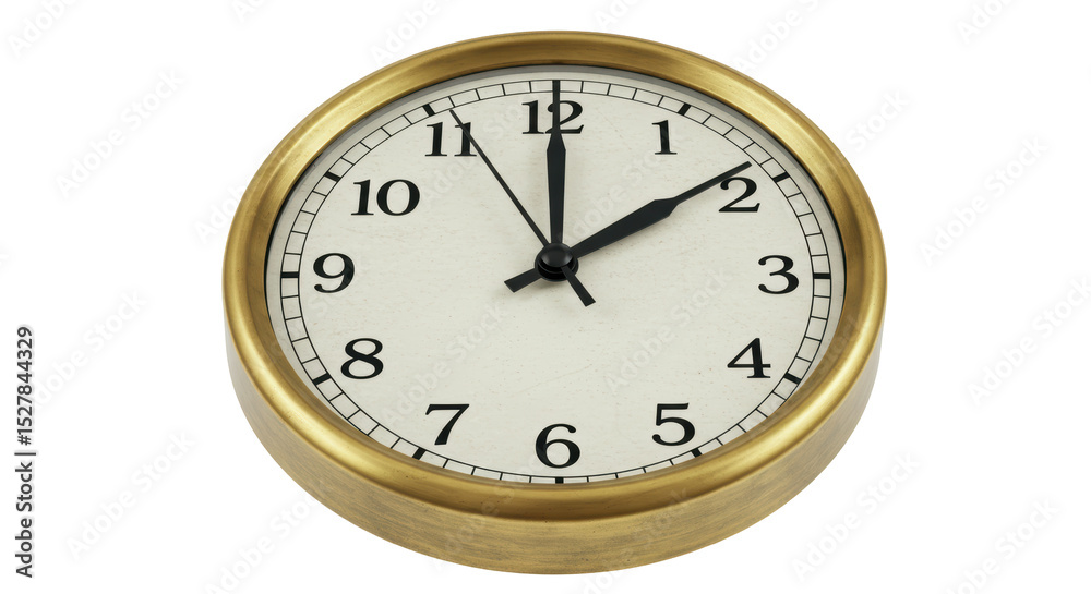 Isolated Gold Clock Telling Time Isolated Gold Clock Telling Time