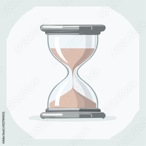 A digital illustration of an hourglass with sand flowing on a light gray background.