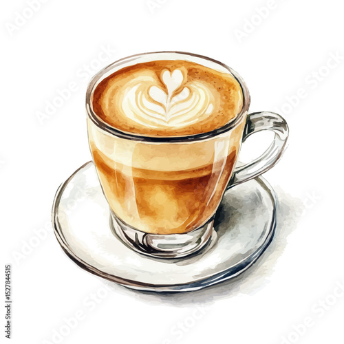 watercolor vector of Macchiato, high quality, isolated on a white background.