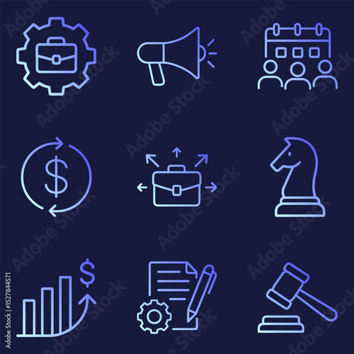 Blueprint of Business Growth  Strategy. Icon symbol illustration