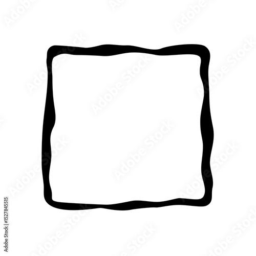 A slightly distorted square shape with a thick black border on a white background in a simple illustration