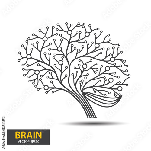 Creative concept of the brain tree design. Digital Tree, technology, network, wireless, internet, communication, nature vector illustration.