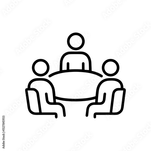 Boardroom meeting Round table discussion. Icon symbol illustration