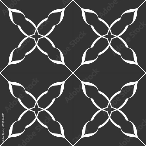 seamless botanical pattern of painted oriental motifs 