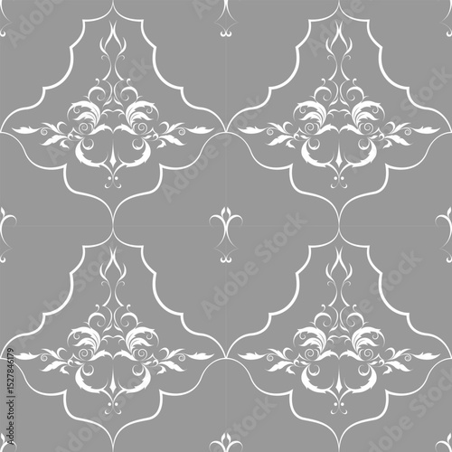 seamless botanical pattern of painted oriental motifs 