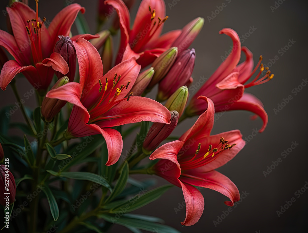 Obraz premium branch_of_red_lilies_funeral_or_mourning_background