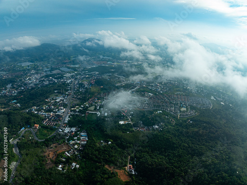 High angle view mountains rainforest at Phuket island Thailand.