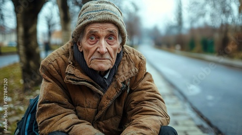 An elderly person in tattered clothing, embodying the challenges faced by the impoverished in society