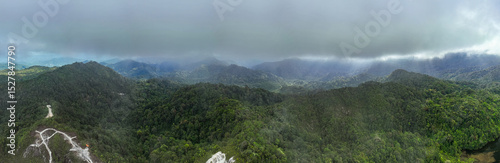 Mountains range at Phutajor Mountain unseen travel people go to camping adventure in Phang-nga,Thailand Amazing valley view from top of a mountains