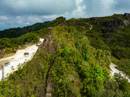 Mountains range at Phutajor Mountain unseen travel people go to camping adventure in Phang-nga,Thailand Amazing valley view from top of a mountains
