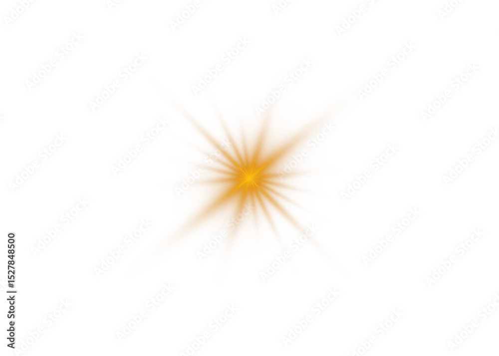 Obraz premium Sparkle light PNG with transparent background. Glowing Golden star, light rays, lens flare effect