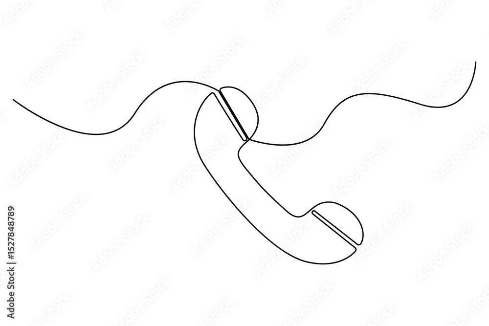 Obraz premium Continuous line drawing of a vintage telephone receiver, smartphone vector illustrator 