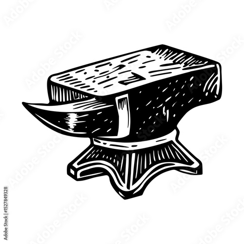 A vintage style illustration of blacksmith tool