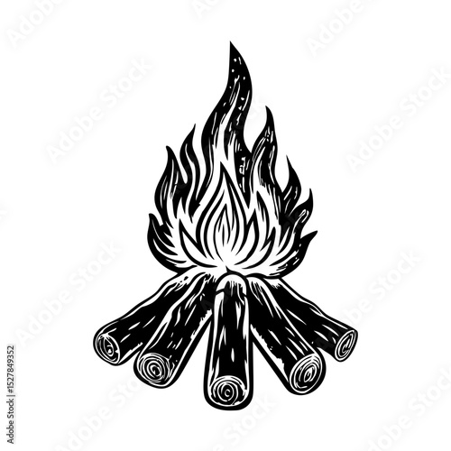 A vintage style illustration of bonfire